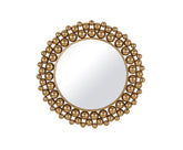 Gold-framed round mirror