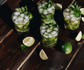 Mojitos on a wooden table